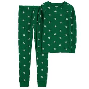 Carter’s Kids Ribbed Thermal Winter Christmas Snowflakes Shirt and Pants Pajamas